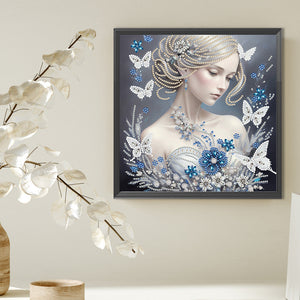 Butterfly Girl-Spécial Partiel Diamond Painting-30x30cm
