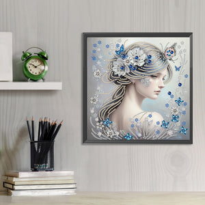 Butterfly Girl-Spécial Partiel Diamond Painting-30x30cm