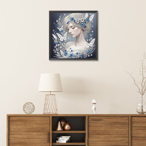 Butterfly Girl-Spécial Partiel Diamond Painting-30x30cm