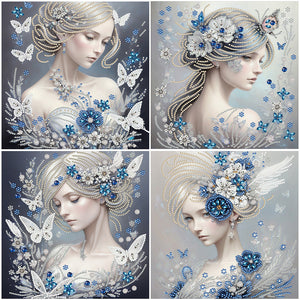 Butterfly Girl-Spécial Partiel Diamond Painting-30x30cm