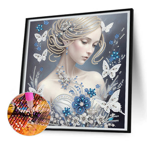 Butterfly Girl-Spécial Partiel Diamond Painting-30x30cm