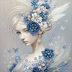 Butterfly Girl-Spécial Partiel Diamond Painting-30x30cm