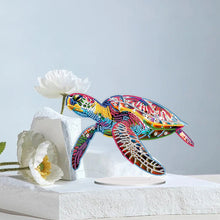 Charger l&#39;image dans la galerie, Tortue de mer-Ornement de bureau en diamant acrylique à forage simple face
