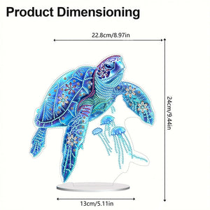 Tortue de mer-Ornement de bureau en diamant acrylique à forage simple face