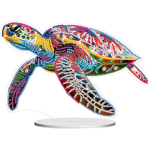 Tortue de mer-Ornement de bureau en diamant acrylique à forage simple face
