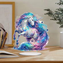 Charger l&#39;image dans la galerie, Unicorn-Ornement de bureau en diamant acrylique à forage simple face
