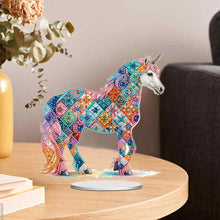 Charger l&#39;image dans la galerie, Unicorn-Ornement de bureau en diamant acrylique à forage simple face
