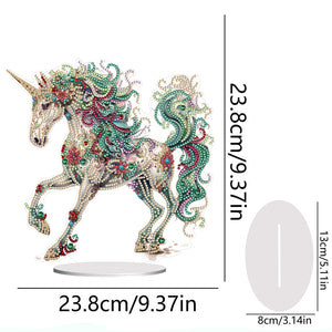 Unicorn-Ornement de bureau en diamant acrylique à forage simple face