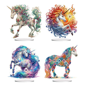 Unicorn-Ornement de bureau en diamant acrylique à forage simple face