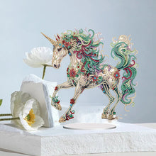 Charger l&#39;image dans la galerie, Unicorn-Ornement de bureau en diamant acrylique à forage simple face
