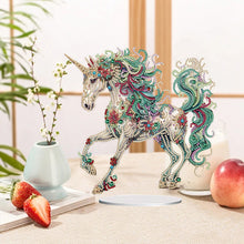 Charger l&#39;image dans la galerie, Unicorn-Ornement de bureau en diamant acrylique à forage simple face
