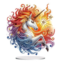 Charger l&#39;image dans la galerie, Unicorn-Ornement de bureau en diamant acrylique à forage simple face
