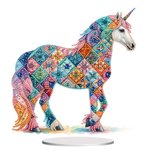 Charger l&#39;image dans la galerie, Unicorn-Ornement de bureau en diamant acrylique à forage simple face
