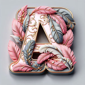 Lettre de plume-Peinture diamant ronde complète-30x30cm