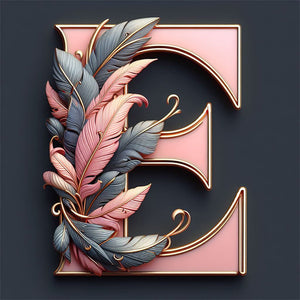 Lettre de plume-Peinture diamant ronde complète-30x30cm