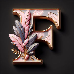 Lettre de plume-Peinture diamant ronde complète-30x30cm