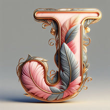 Charger l&#39;image dans la galerie, Lettre de plume-Peinture diamant ronde complète-30x30cm
