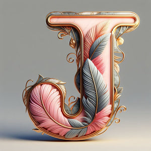 Lettre de plume-Peinture diamant ronde complète-30x30cm
