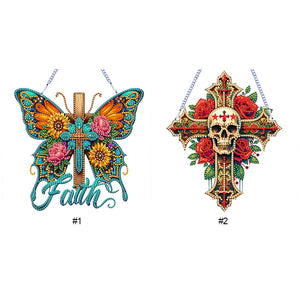 Pendentif papillon-simple face-diamant
