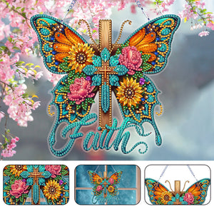 Pendentif papillon-simple face-diamant