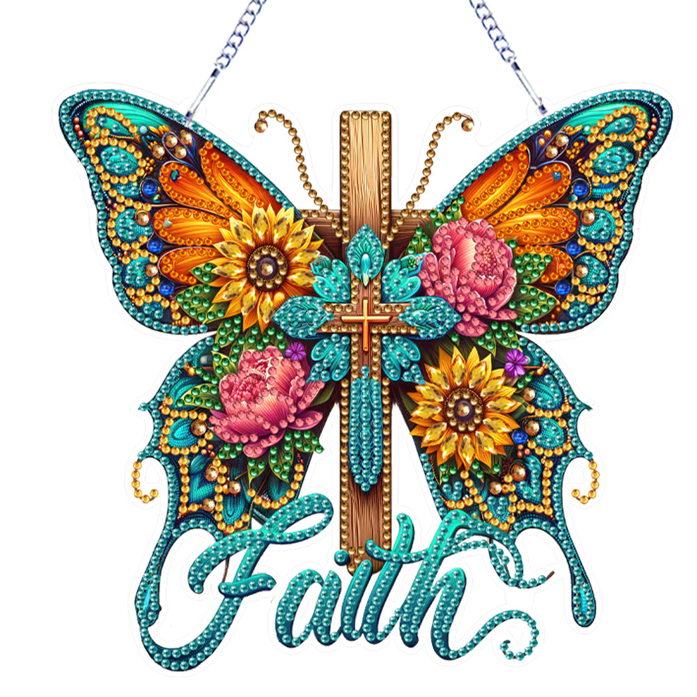 Pendentif papillon-simple face-diamant