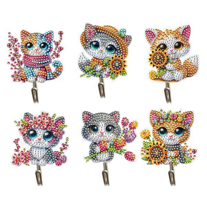 6Pcs/Set Animal-Crochets muraux artisanaux en diamant