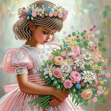 Charger l&#39;image dans la galerie, Flower Girl-Spécial partiel Peinture au diamant -30x30cm
