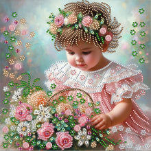 Charger l&#39;image dans la galerie, Flower Girl-Spécial partiel Peinture au diamant -30x30cm
