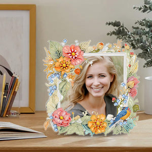Cadre photo fleurs et oiseaux-diamant