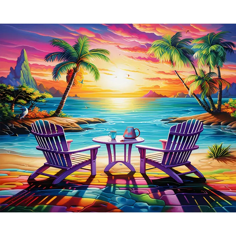 Paysage de plage Diamond Painting-50x40cm