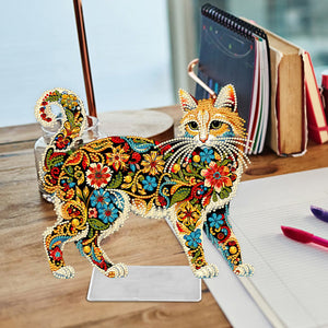 Chat/Chien-Ornement de bureau en acrylique avec diamant et perçage d'un seul côté