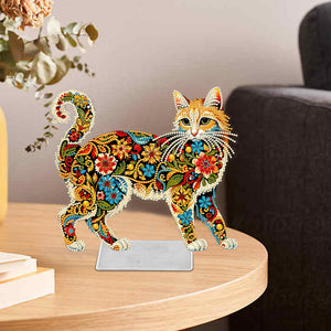 Chat/Chien-Ornement de bureau en acrylique avec diamant et perçage d'un seul côté