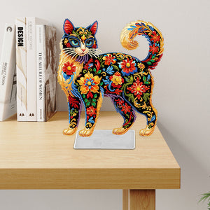 Chat/Chien-Ornement de bureau en acrylique avec diamant et perçage d'un seul côté