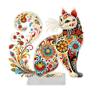 Chat/Chien-Ornement de bureau en acrylique avec diamant et perçage d'un seul côté