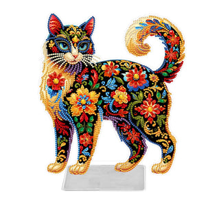 Chat/Chien-Ornement de bureau en acrylique avec diamant et perçage d'un seul côté