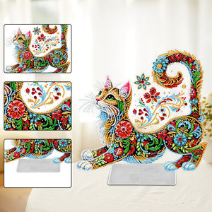 Chat/Chien-Ornement de bureau en acrylique avec diamant et perçage d'un seul côté
