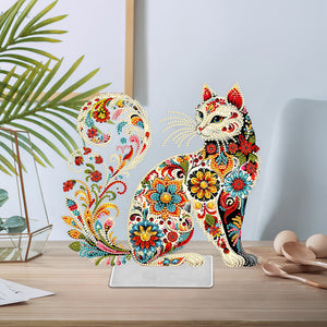 Chat/Chien-Ornement de bureau en acrylique avec diamant et perçage d'un seul côté