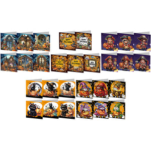 5/6Pcs/Set Halloween-Cartes de vœux au diamant