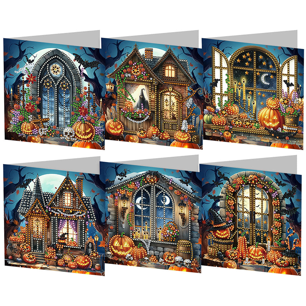5/6Pcs/Set Halloween-Cartes de vœux au diamant