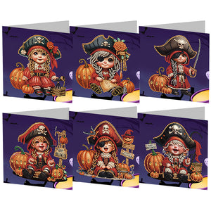 5/6Pcs/Set Halloween-Cartes de vœux au diamant