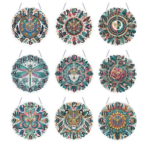 Animaux-Pendentif horloge en bois avec diamant