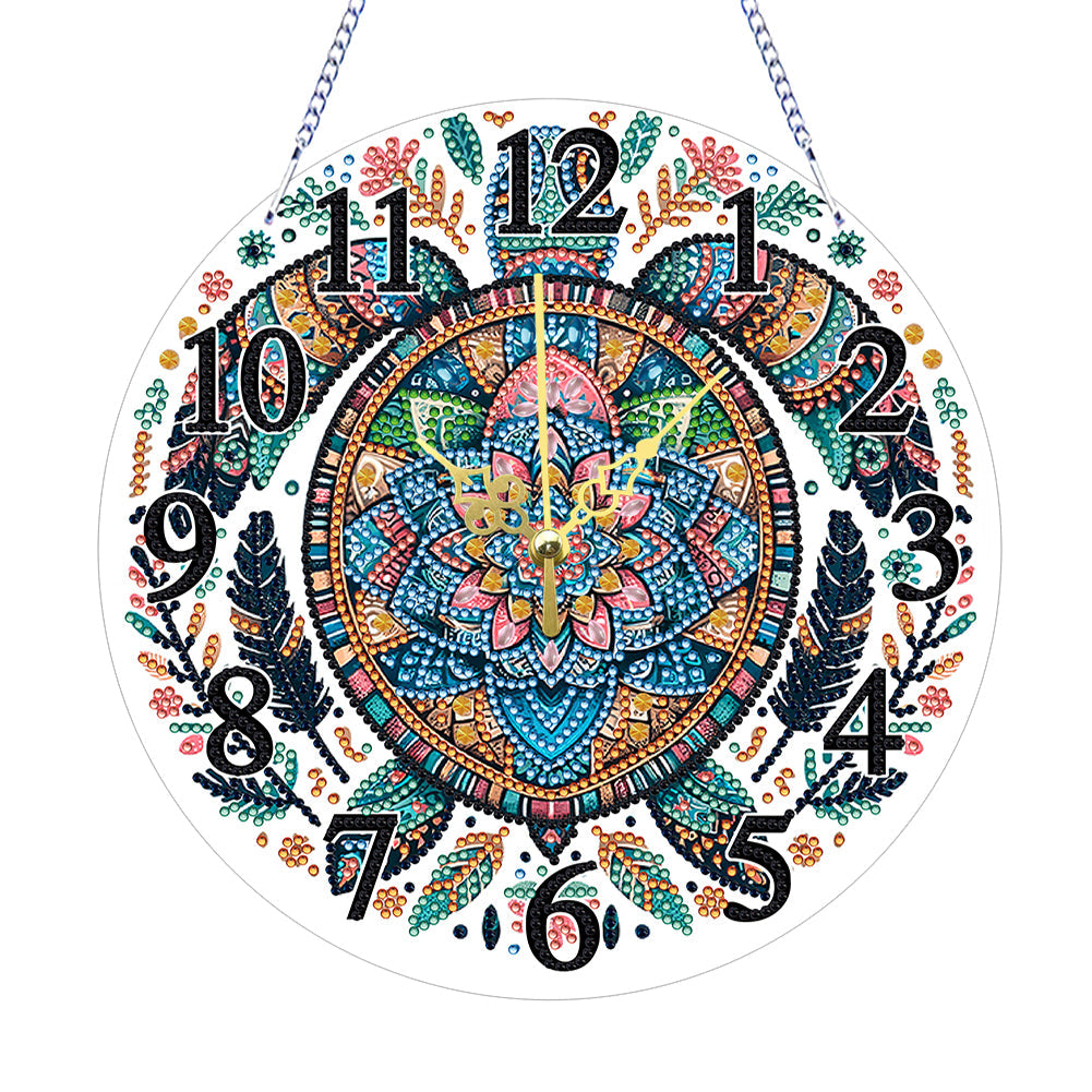 Animaux-Pendentif horloge en bois avec diamant