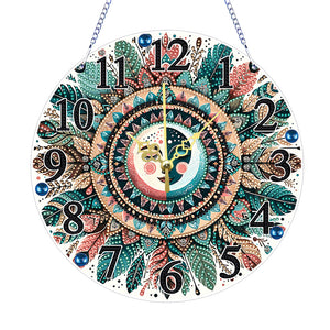 Animaux-Pendentif horloge en bois avec diamant