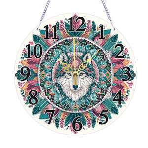 Animaux-Pendentif horloge en bois avec diamant
