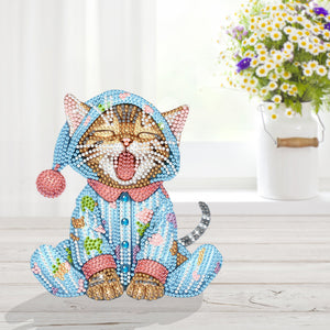 Ornement de bureau en acrylique à diamant pour chat  chien et perceuse à tête secouante