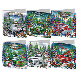 6/8/12Pcs/Set Cartes de vœux de Noël à motif de diamants