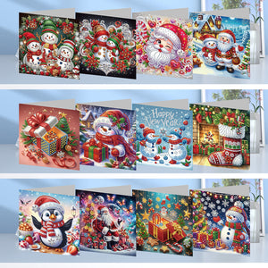 6/8/12Pcs/Set Cartes de vœux de Noël à motif de diamants