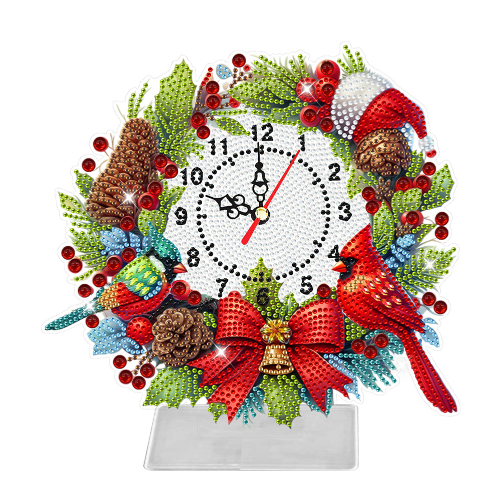 Pendentif horloge de Noël en acrylique avec diamant