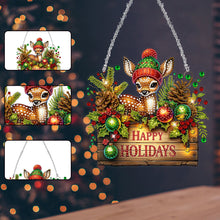 Charger l&#39;image dans la galerie, Noël-Pendentif en bois avec diamant sur un seul côté
