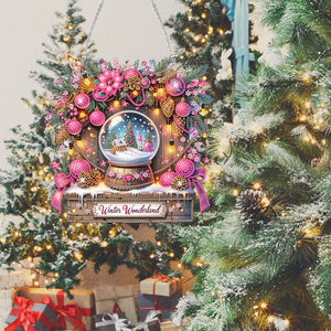 Noël-Pendentif en bois avec diamant sur un seul côté